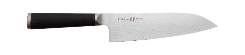 Miyako Shikisai Japanese Santoku  knife traditional damascus blade 180mm