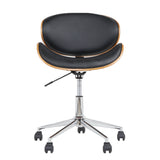 Artiss Wooden Office Chair Leather Seat Black