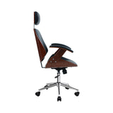 Artiss Wooden Office Chair Leather Seat Black