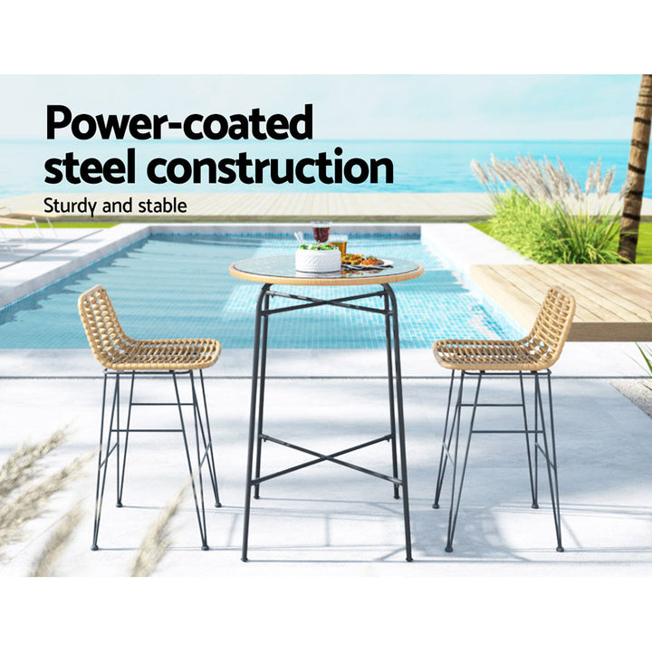 Gardeon 3pcs Outdoor Bar Table Chairs Patio Bistro Set 2 Seater