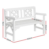 Gardeon Wooden Garden Bench 2 Seat Patio Furniture Timber Outdoor Lounge Chair White