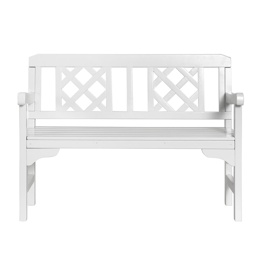 Gardeon Wooden Garden Bench 2 Seat Patio Furniture Timber Outdoor Lounge Chair White
