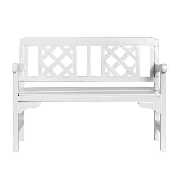 Gardeon Wooden Garden Bench 2 Seat Patio Furniture Timber Outdoor Lounge Chair White