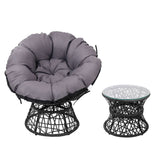 Gardeon Outdoor Papasan Chairs Table Lounge Setting Patio Furniture Wicker Black