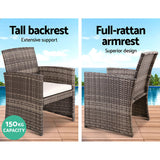 Gardeon Set of 4 Outdoor Lounge Setting Rattan Patio Wicker Dining Set Mixed Grey
