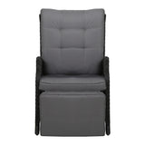 Gardeon Set of 2 Recliner Chairs Sun lounge Outdoor Furniture Setting Patio Wicker Sofa Black