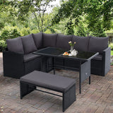 Gardeon Outdoor Furniture Dining Setting Sofa Set Lounge Wicker 8 Seater Black