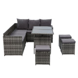 Gardeon Outdoor Furniture Dining Setting Sofa Set Lounge Wicker 9 Seater Mixed Grey