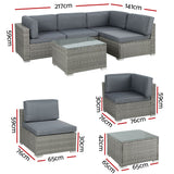 Gardeon 5-Piece Outdoor Furniture Sofa Set Wicker Lounge Setting Table Chairs