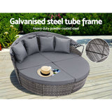 Gardeon Outdoor Lounge Setting Patio Furniture Sofa Wicker Garden Rattan Set Day Bed Grey