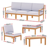 Gardeon 6pcs Outdoor Sofa Set 5-Seater Couch Lounge Setting Acacia wood