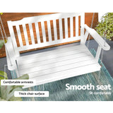 Gardeon Porch Swing Chair with Chain Garden Bench Outdoor Furniture Wooden White