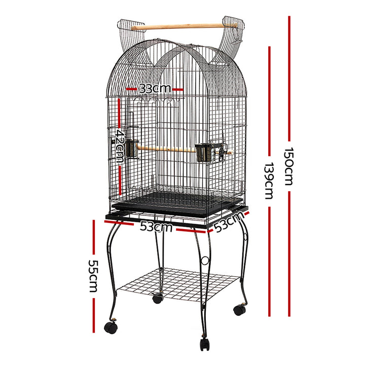 i.Pet Large Bird Cage with Perch - Black