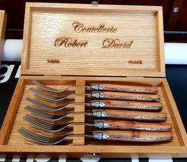 Robert David Laguiole, set of 6 forks with Juniper handles and bolster