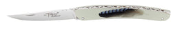 Robert David, 12cm handle white acrylic inlaid with feather