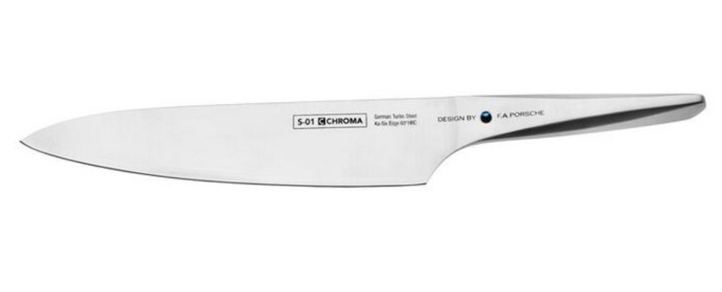 Chroma Type 301 Blue Turbo Steel Ka-Six edge designed by F.A. Porsche  10 inch Chef Knife