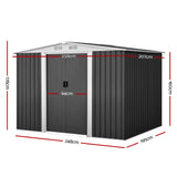 Giantz Garden Shed 2.58x2.07M Sheds Outdoor Storage Workshop Metal Shelter Sliding Door