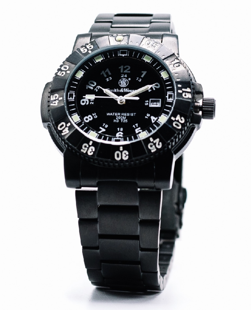 Smith & Wesson Commander Watch,Tritium, 45 mm, Black SS