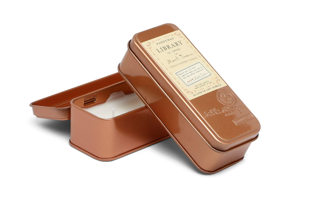 Library Travel Tin Soy Wax Scented Candle Twain Tobacco Flower and Vanilla | Candles & Diffusers