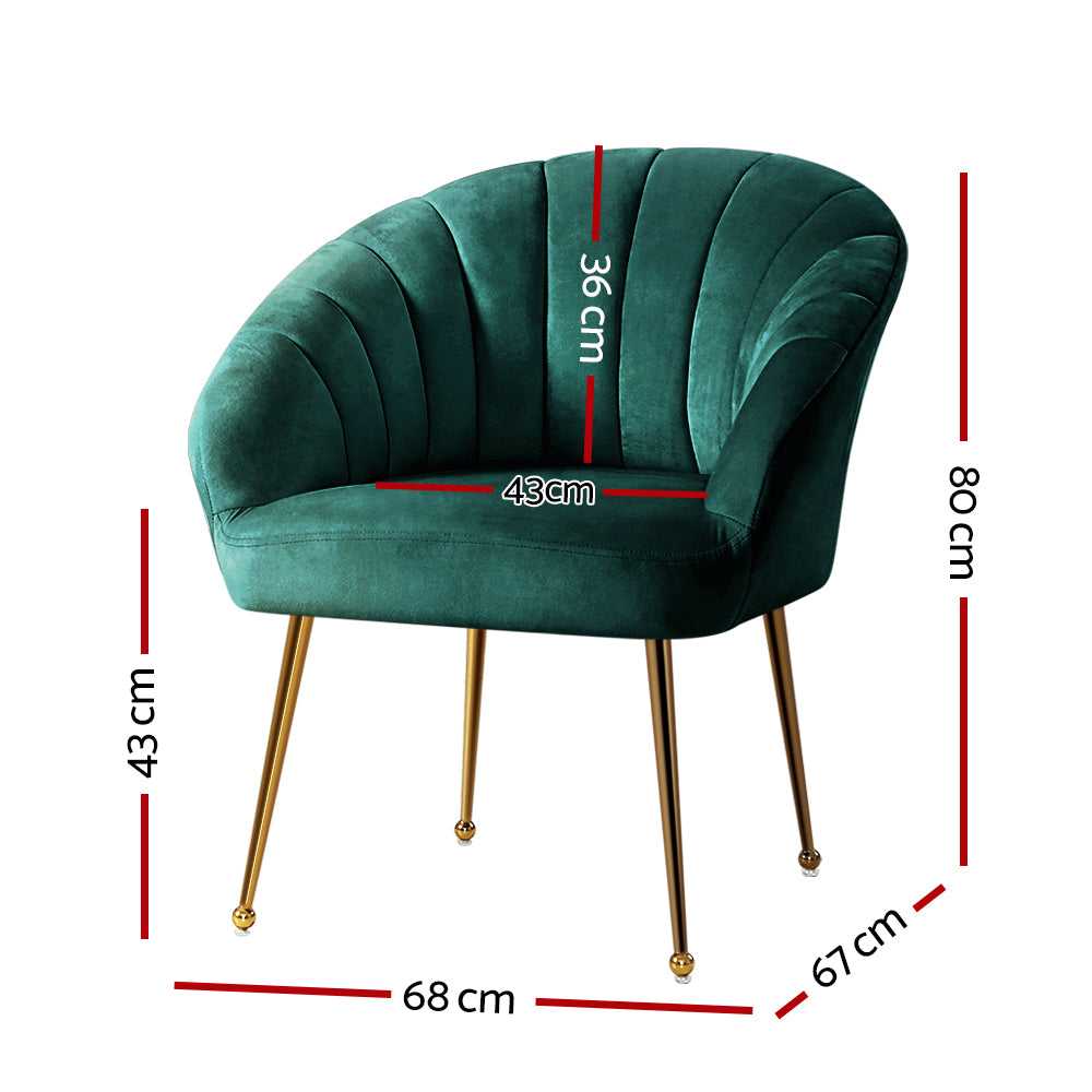 Artiss Eloise Velvet Armchair Green – Stylish Lounge Chair | King of Knives e-store