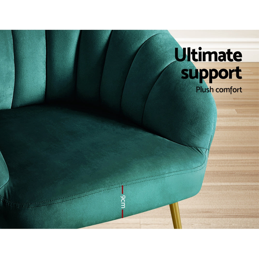 Artiss Eloise Velvet Armchair Green – Stylish Lounge Chair | King of Knives e-store