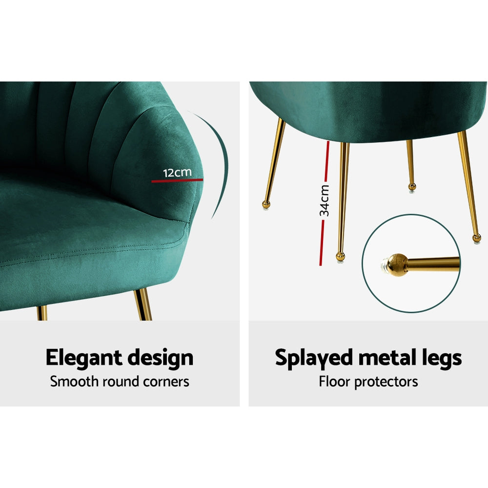 Artiss Eloise Velvet Armchair Green – Stylish Lounge Chair | King of Knives e-store