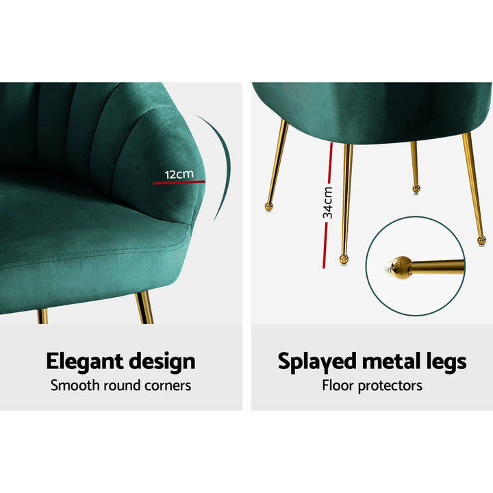 Artiss Eloise Velvet Armchair Green – Stylish Lounge Chair | King of Knives e-store