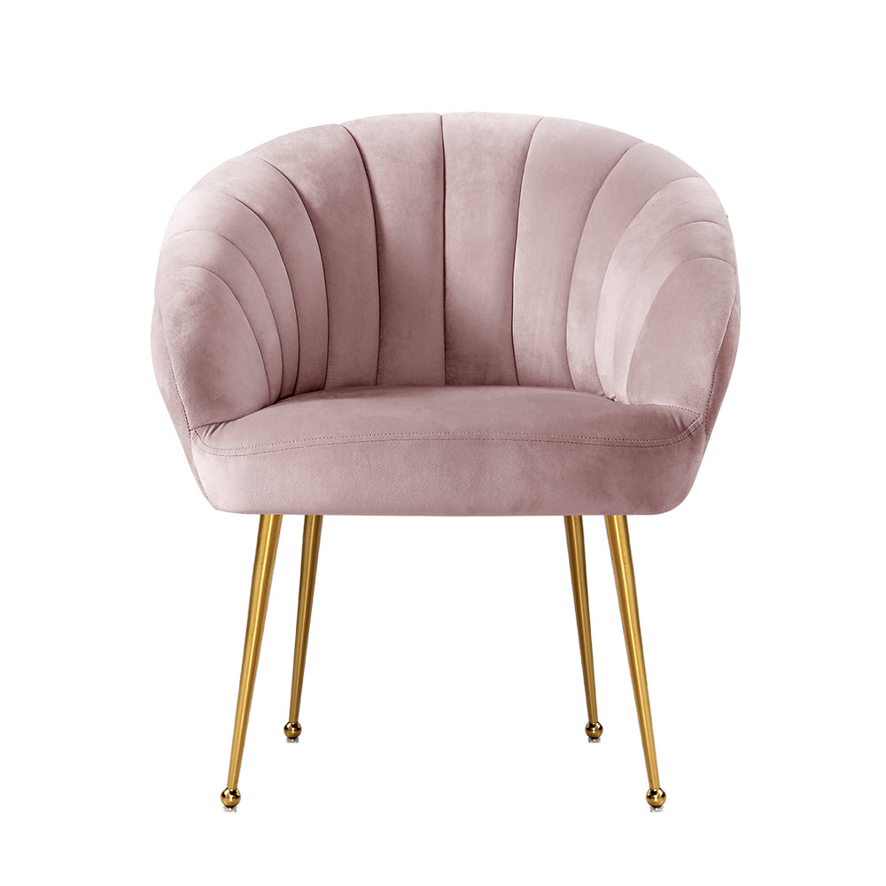 Artiss Eloise Velvet Armchair Pink – Modern Comfy Accent Chair | King of Knives e-store
