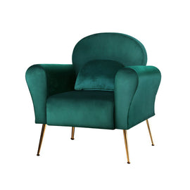 Artiss Caroline Velvet Armchair Green – Rolled Arm Accent Chair | King of Knives e-store