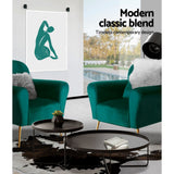 Artiss Caroline Velvet Armchair Green – Rolled Arm Accent Chair | King of Knives e-store