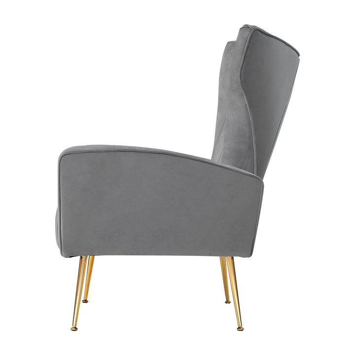 Artiss Kate Velvet Armchair Grey – Elegant High-Back Accent Chair | King of Knives e-store