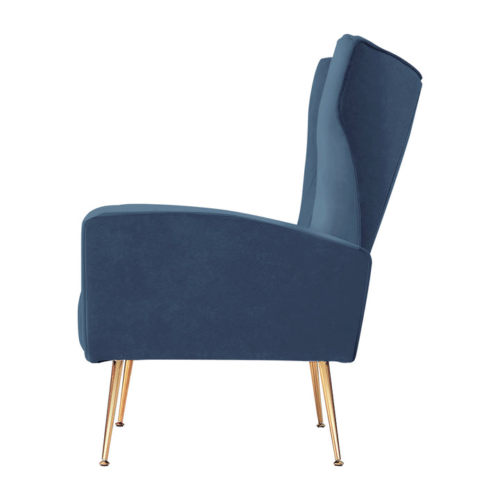 Artiss Kate Velvet Armchair Navy – High-Back Accent Chair | King of Knives e-store