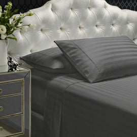 Royal Comfort 1200TC Sheet Set Damask Cotton Blend Ultra Soft Sateen Bedding - King - Charcoal Grey