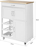 Kitchen Trolley with Wine Racks, Portable Workbench and Serving Cart for Bar or Dining