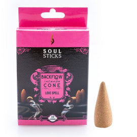 Soul Sticks Love Spell Backflow Incense Cone - Set of 10