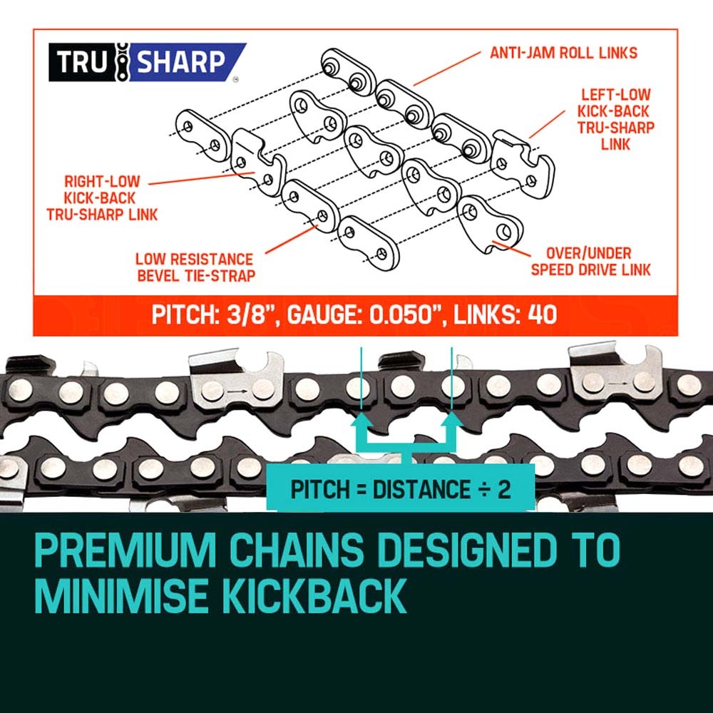 2 x 10" Chainsaw Chain for Baumr-AG SX25 – 3/8" Pitch, 40DL | King of Knives e-store