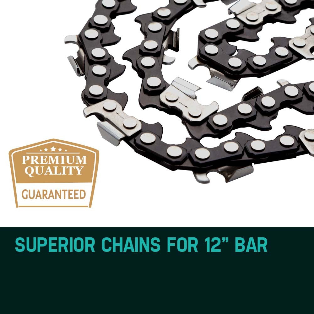 2 x 12" Baumr-AG Chainsaw Chains – Low Kickback, 45DL, 3/8" Pitch | King of Knives e-store