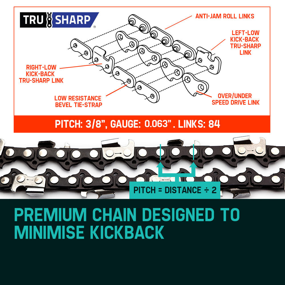 2 x 24" Baumr-AG Chainsaw Chains – 84DL, 3/8" Pitch, 0.063" Gauge