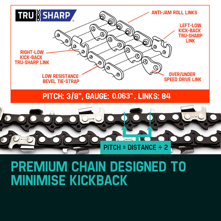 2 x 24" Baumr-AG Chainsaw Chains – 84DL, 3/8" Pitch, 0.063" Gauge
