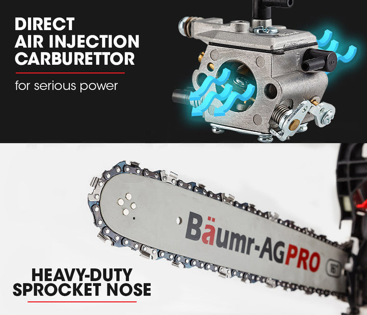 Baumr-AG 38CC 16" Petrol Chainsaw with E-Start & 3.2HP Power | King of Knives e-store