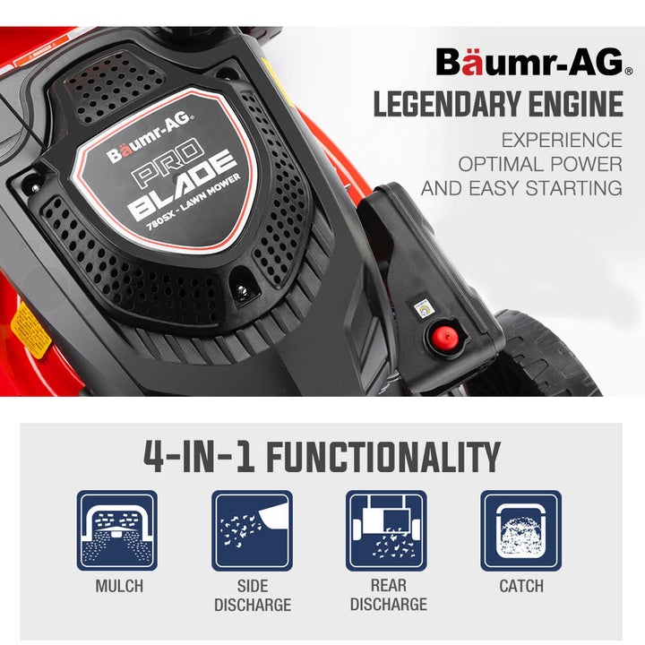 Baumr-AG 18" 220cc Petrol Lawn Mower Self-Propelled 4-Stroke