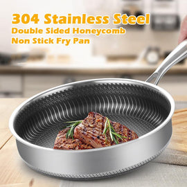 32cm Stainless Steel Honeycomb Non-Stick Frying Pan with Lid