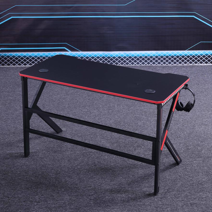 120cm Gaming Desk Black with RGB & K-Shaped Legs for Home Office