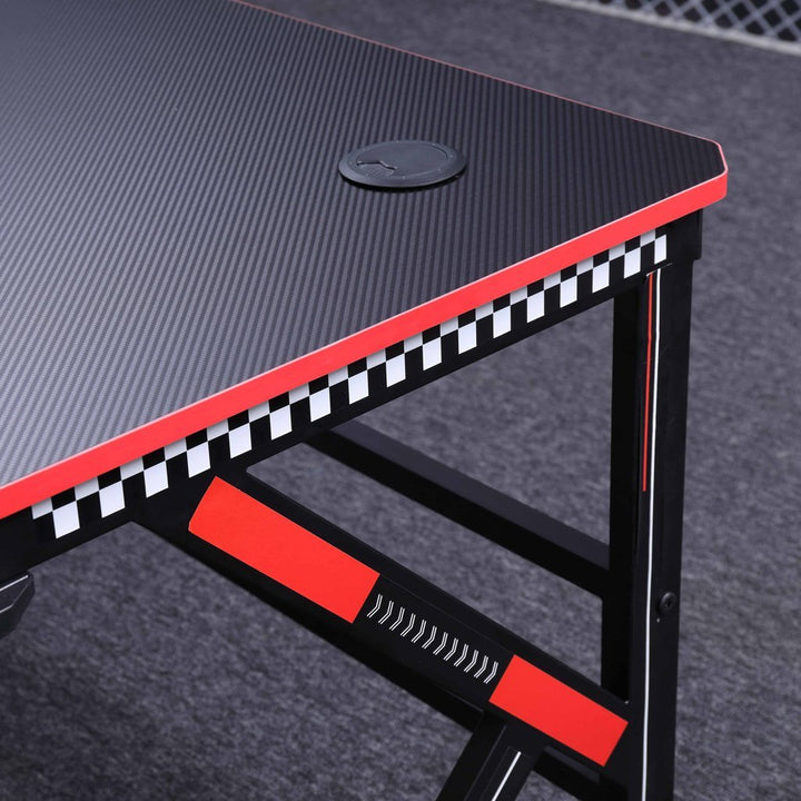 120cm Gaming Desk Black with RGB & K-Shaped Legs for Home Office