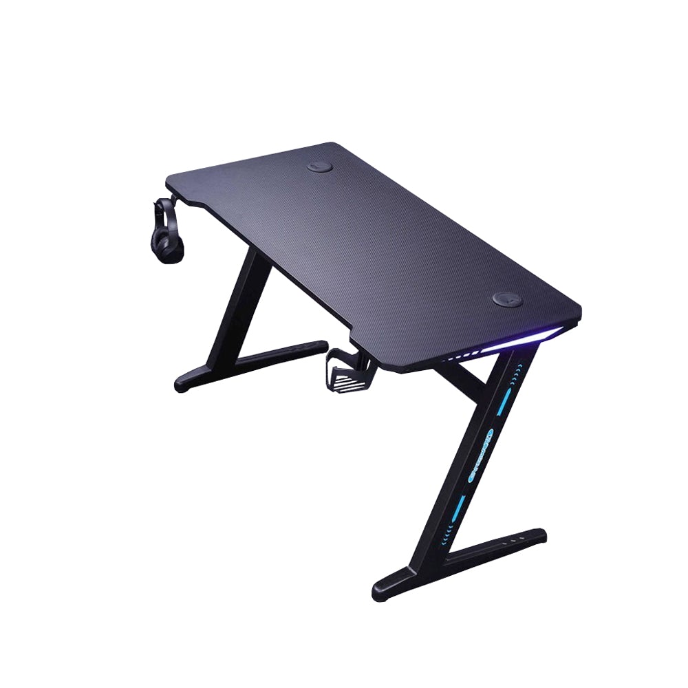 140cm RGB Gaming Desk Black with LED Lights & Carbon Fiber Finish