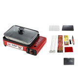 Portable Gas Stove Burner Butane BBQ Camping Gas Cooker With Non Stick Plate Red without Fish Pan and Lid