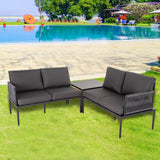 Eden 4-Seater Outdoor Lounge Set with Coffee Table in Black-Stylish Textile and Rope Design