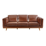 3+2Seater Sofa Brown Leather Lounge Set for Living Room Couch with Wooden Frame