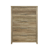 Tallboy with 5 Storage Drawers Natural Wood like MDF in Oak Colour