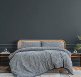 Fletcher King Quilt Cover Set by Ardor Boudoir – Faded Indigo Geo